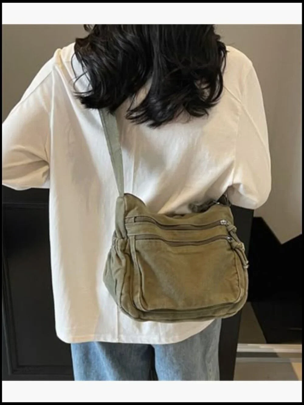 Canvas Shoulder Bag Slouchy Purse Crossbody Casual Work Commute Tote Hobo